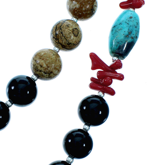 Multicolor Genuine Sterling Silver 2-Strand Bead Necklace RX114917