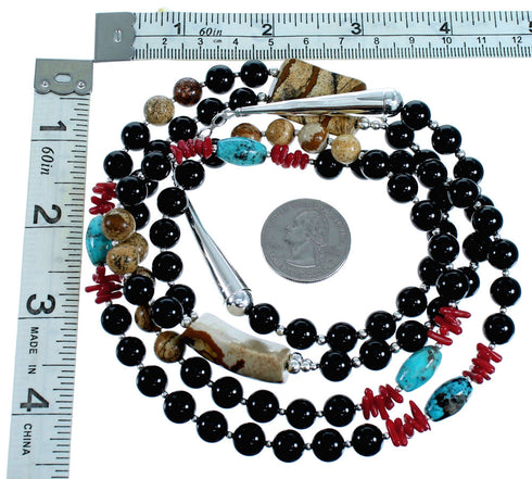 Multicolor Genuine Sterling Silver 2-Strand Bead Necklace RX114917