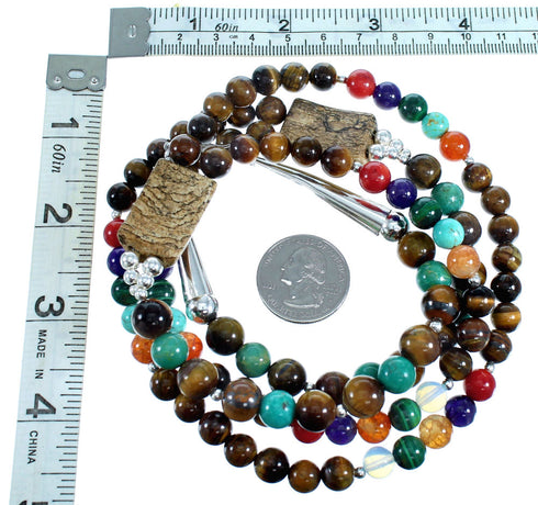 Southwest Multicolor Sterling Silver 2-Strand Bead Necklace RX114916