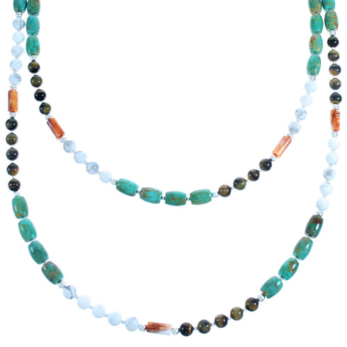 Multicolor 2-Strand Sterling Silver Bead Necklace SX115153