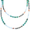 Multicolor 2-Strand Sterling Silver Bead Necklace SX115153