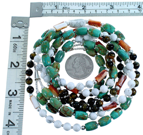 Multicolor 2-Strand Sterling Silver Bead Necklace SX115153
