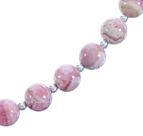 Rhodochrosite And Genuine Sterling Silver Bead Necklace RX115232