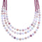 Rhodochrosite And Pink Opal Agate Sterling Silver 3-Strand Bead Necklace RX115202
