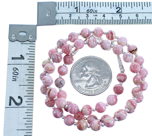 Sterling Silver Rhodochrosite Southwest Bead Necklace RX115233