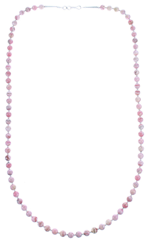 Southwest Sterling Silver Rhodochrosite Bead Necklace RX115235
