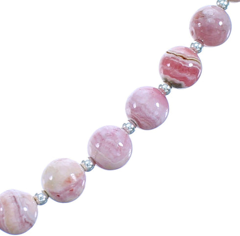 Southwest Sterling Silver Rhodochrosite Bead Necklace RX115235