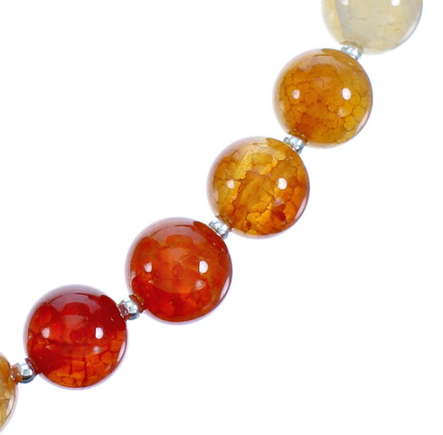Southwest Sterling Silver Fire Agate Bead Necklace RX115242