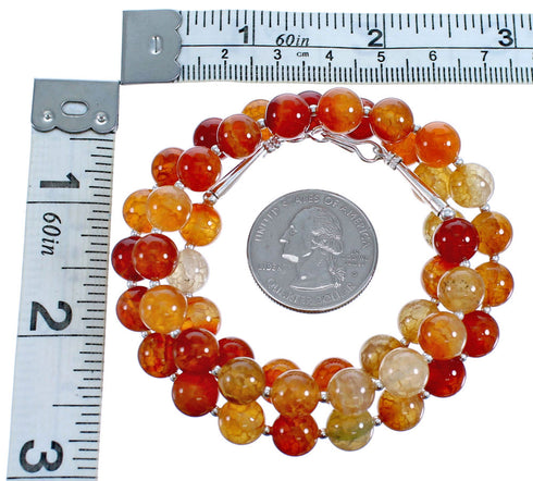 Southwest Sterling Silver Fire Agate Bead Necklace RX115242