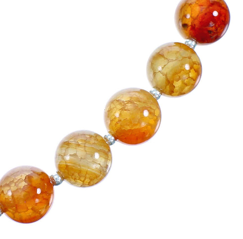 Sterling Silver Fire Agate Bead Necklace RX115244
