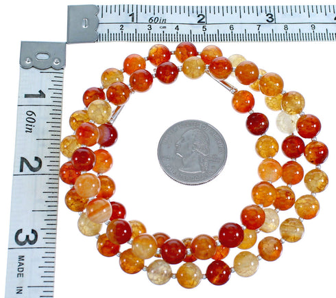 Sterling Silver Fire Agate Bead Necklace RX115244