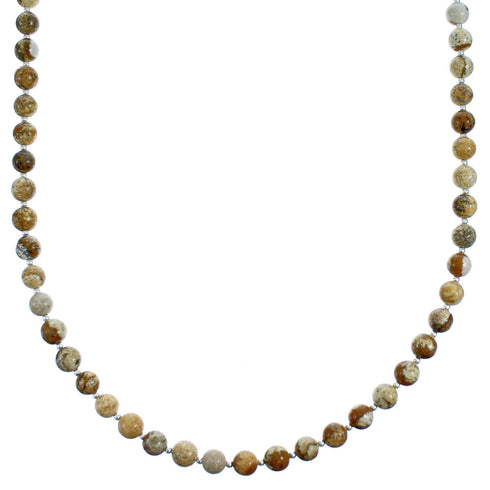 Southwestern Sterling Silver Picture Rock Bead Necklace SX115265