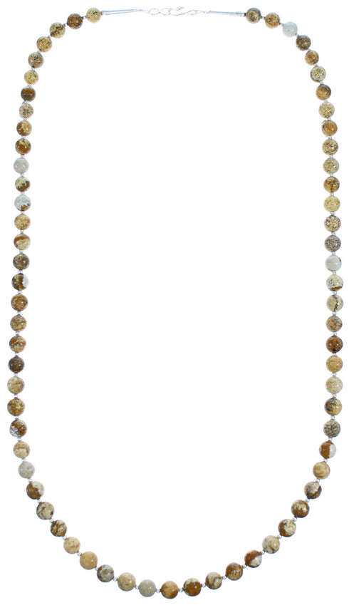 Southwestern Sterling Silver Picture Rock Bead Necklace SX115265