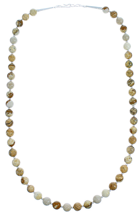 Southwest Picture Rock And Sterling Silver Bead Necklace SX115262