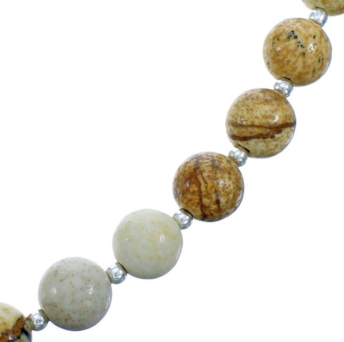 Southwest Picture Rock And Sterling Silver Bead Necklace SX115262