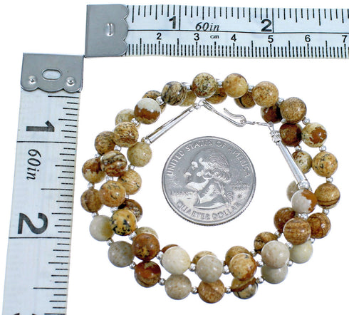 Southwest Picture Rock And Sterling Silver Bead Necklace SX115262