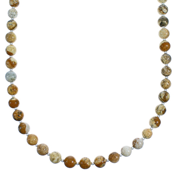 Picture Rock And Sterling Silver Bead Necklace SX115260
