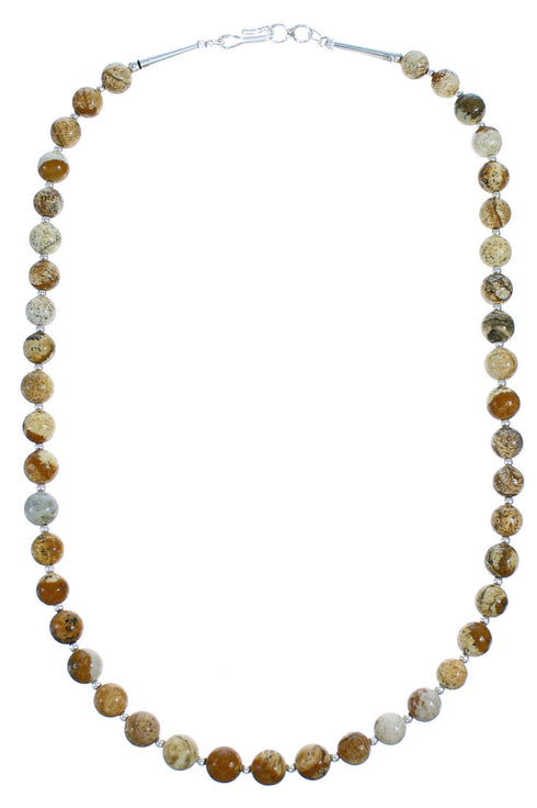Picture Rock And Sterling Silver Bead Necklace SX115260