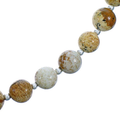 Picture Rock And Sterling Silver Bead Necklace SX115260