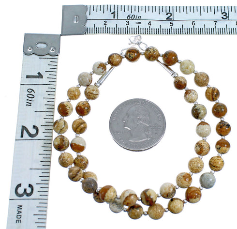Picture Rock And Sterling Silver Bead Necklace SX115260