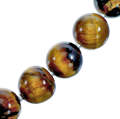 Sterling Silver And Tiger Eye Southwestern Bead Necklace SX115254