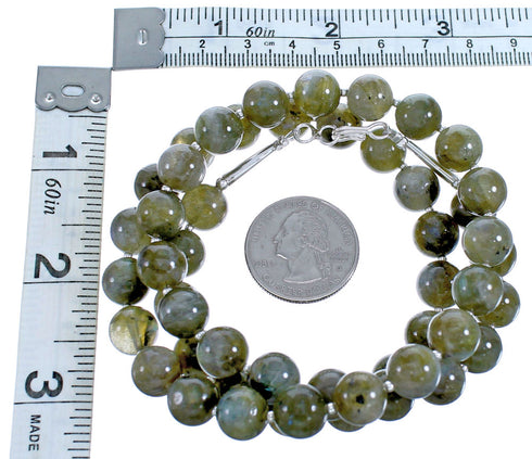Labradorite And Authentic Sterling Silver Bead Necklace SX115274
