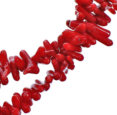 Sterling Silver 2-Strand Coral Southwest Bead Necklace SX115299