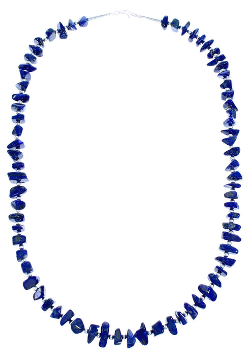 Lapis And Sterling Silver Bead Necklace SX115318