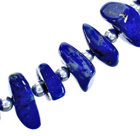 Lapis And Sterling Silver Bead Necklace SX115318