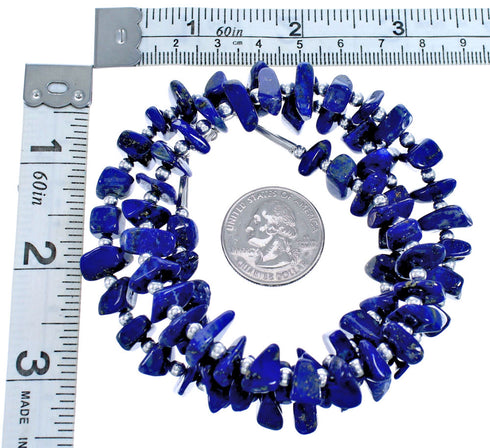 Lapis And Sterling Silver Bead Necklace SX115318