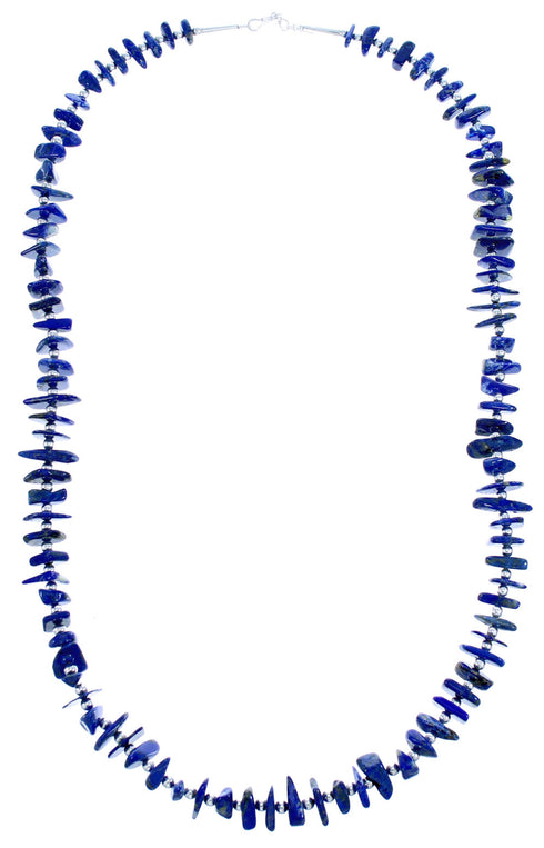 Southwestern Lapis Genuine Sterling Silver Bead Necklace DX117642