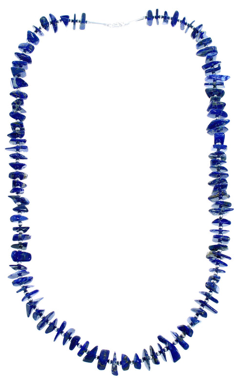 Authentic Sterling Silver And Lapis Bead Necklace SX115320