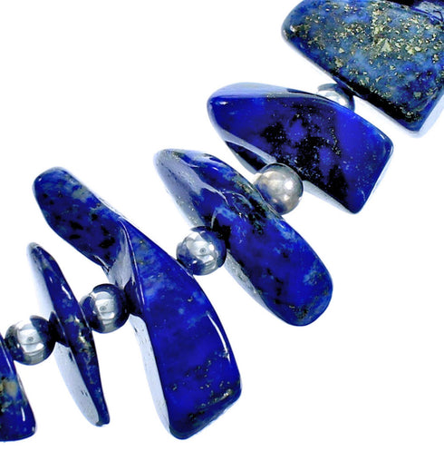 Authentic Sterling Silver And Lapis Bead Necklace SX115320