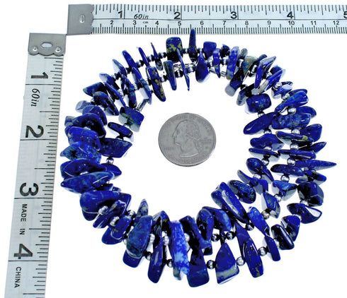 Authentic Sterling Silver And Lapis Bead Necklace SX115320