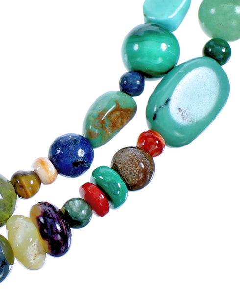 Southwest Treasure Sterling Silver And Multicolor 2-Strand Bead Necklace DX115824