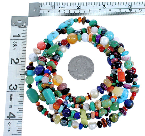 Southwest Treasure Sterling Silver And Multicolor 2-Strand Bead Necklace DX115824