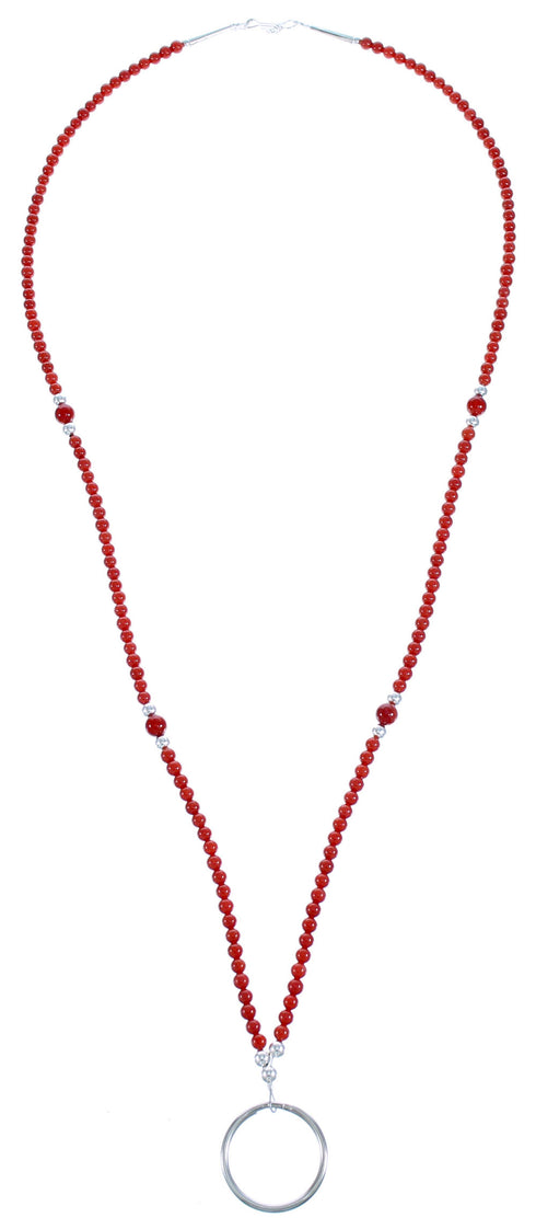 Sterling Silver And Coral Southwest Bead Key Chain Necklace BX115682