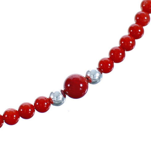 Sterling Silver And Coral Southwest Bead Key Chain Necklace BX115682