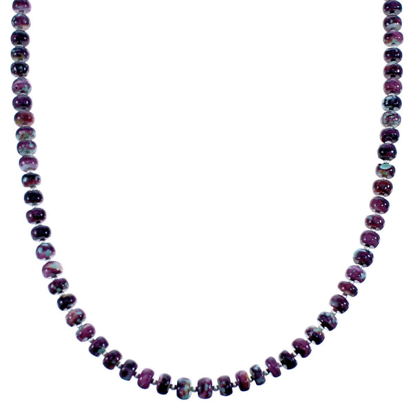 Genuine Sterling Silver Purple Oyster Shell Bead Necklace DX116654