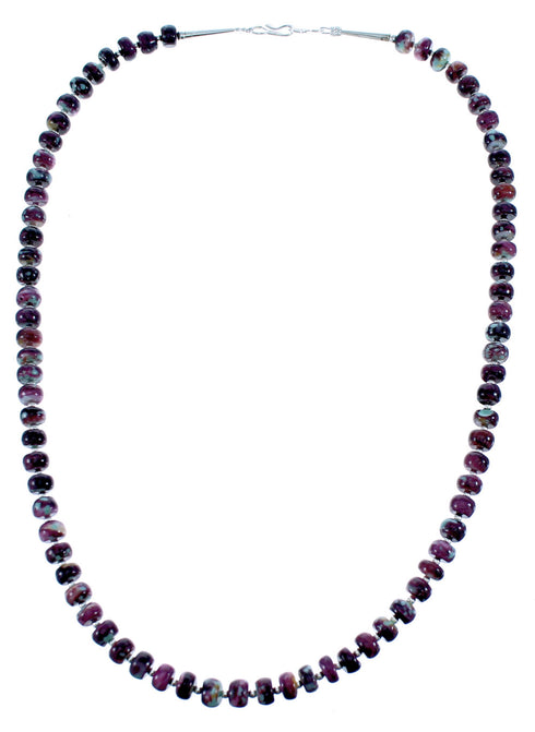 Genuine Sterling Silver Purple Oyster Shell Bead Necklace DX116654