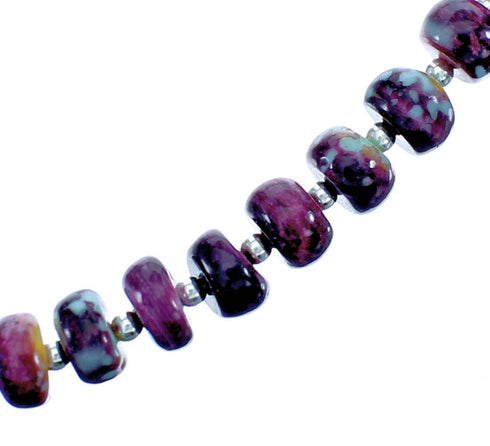 Genuine Sterling Silver Purple Oyster Shell Bead Necklace DX116654