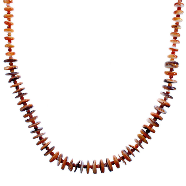 Southwestern Oyster Shell Sterling Silver Bead Necklace DX117045