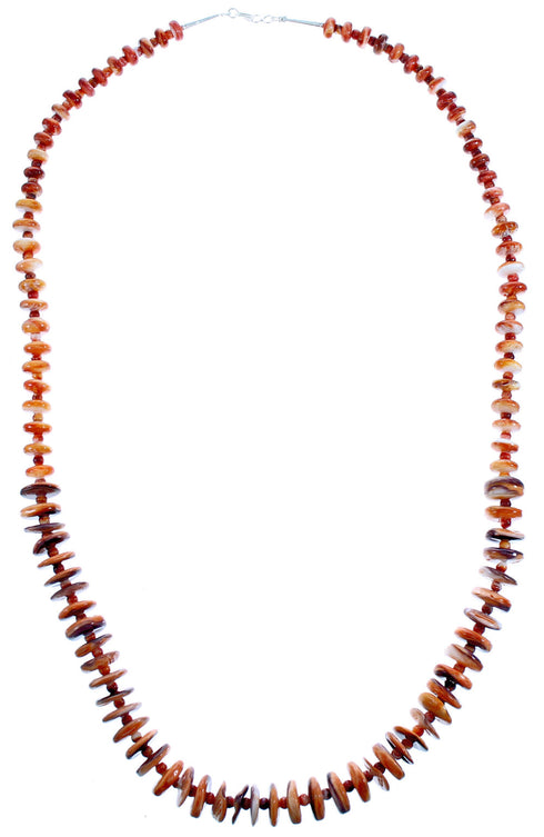 Southwestern Oyster Shell Sterling Silver Bead Necklace DX117045