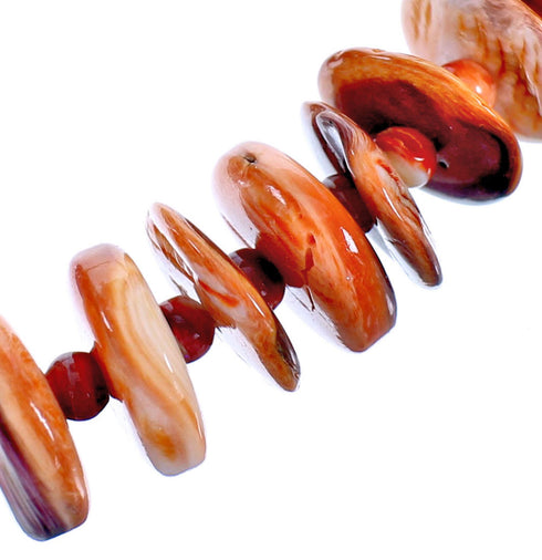 Southwestern Oyster Shell Sterling Silver Bead Necklace DX117045