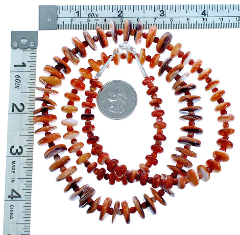 Southwestern Oyster Shell Sterling Silver Bead Necklace DX117045