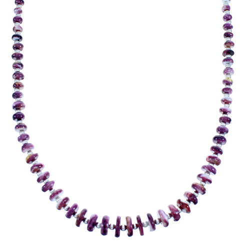 Southwestern Purple Oyster Shell Sterling Silver Bead Necklace DX117065