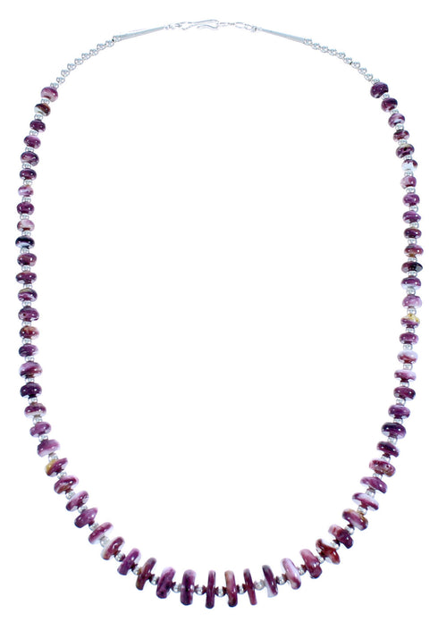 Southwestern Purple Oyster Shell Sterling Silver Bead Necklace DX117065