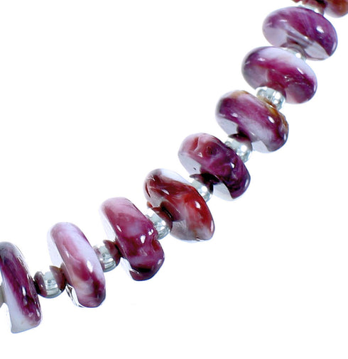 Southwestern Purple Oyster Shell Sterling Silver Bead Necklace DX117065