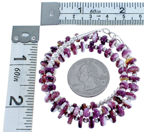 Southwestern Purple Oyster Shell Sterling Silver Bead Necklace DX117065