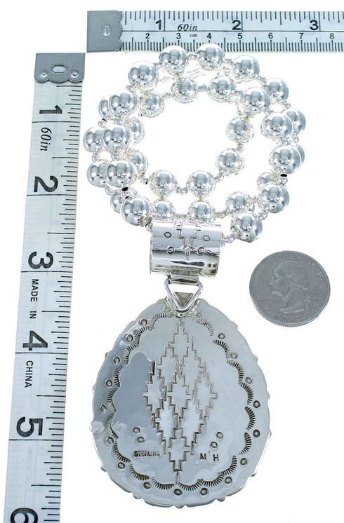 Genuine Sterling Silver And Coral American Indian Bead Necklace Set BX116338